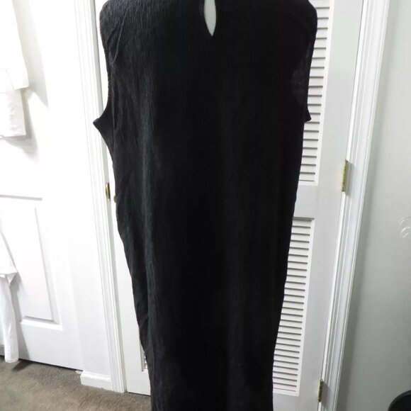 Eileen Fisher Women's Gray Crinkled Sleeveless Mock-Neck Dress Size Large - Picture 3 of 3